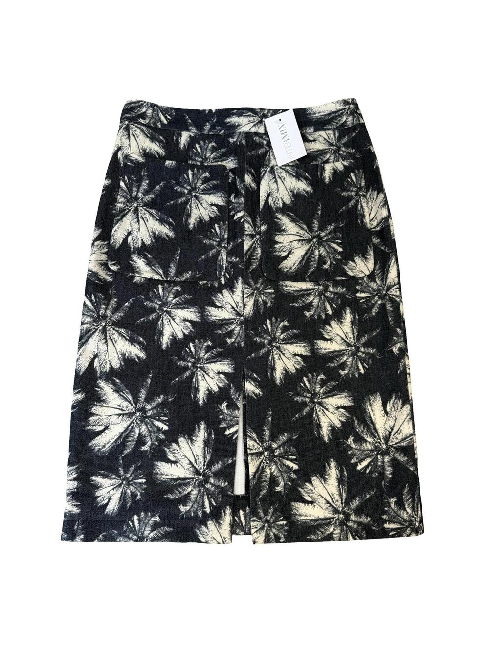 L'Agence NWT Gray & Cream Palm Tree Pencil Skirt - Size 8